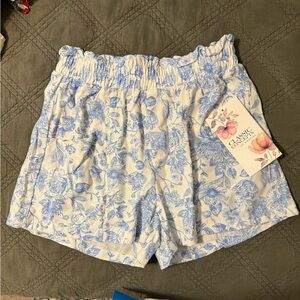 IC COLLECTION Blue and White High Waist Shorts